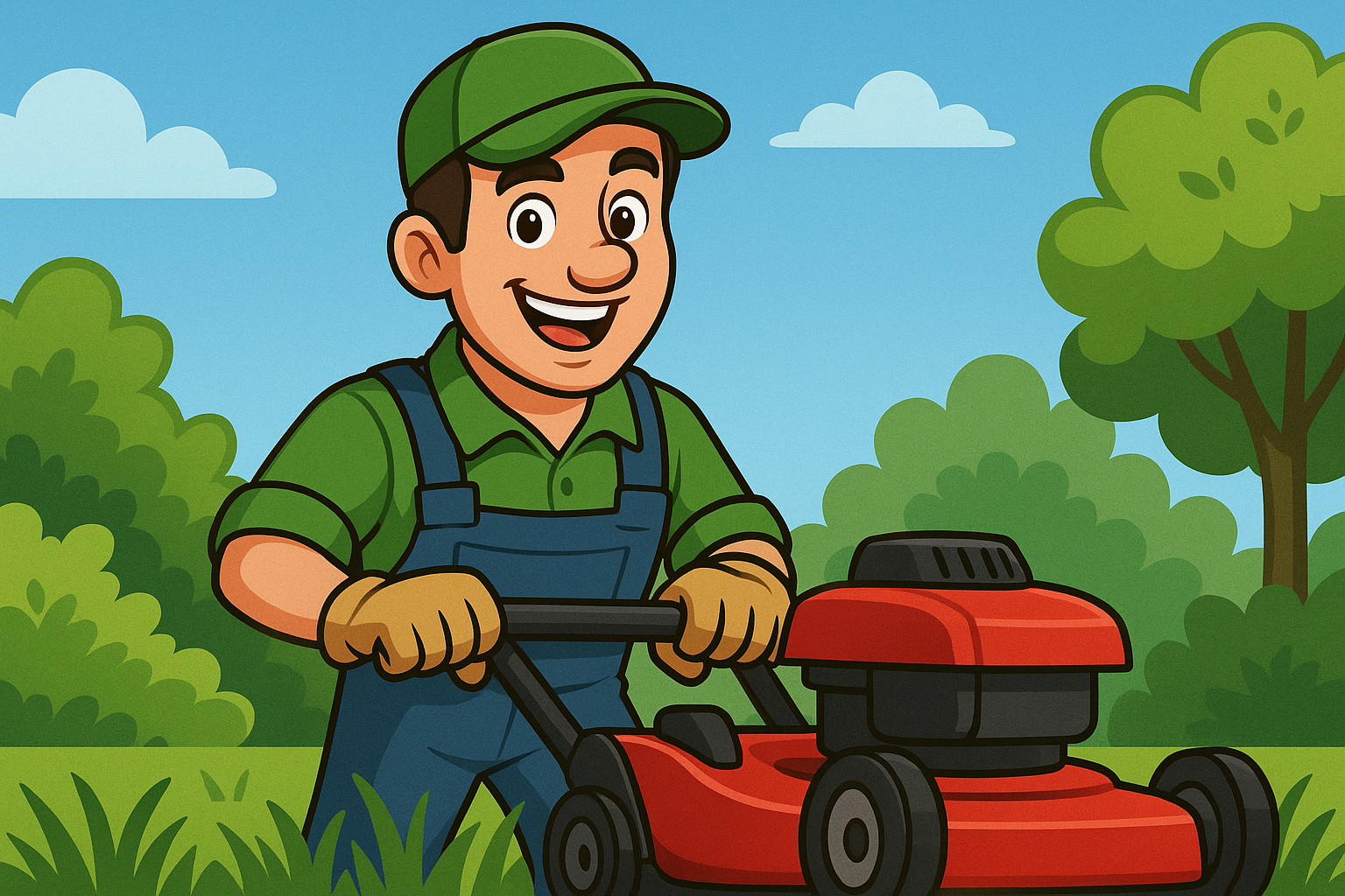 Ride‑on mower cutting lush green lawn